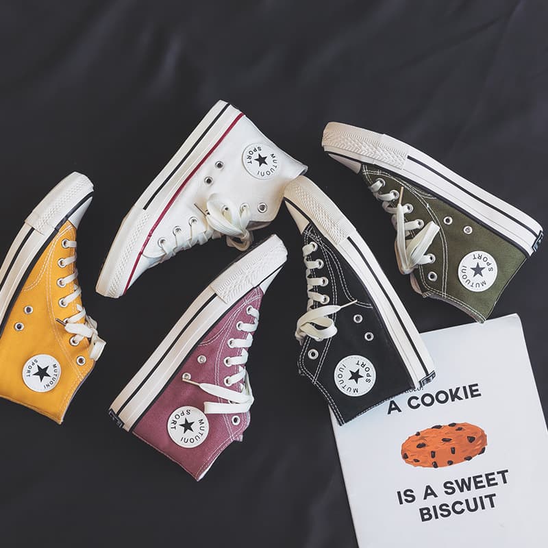 1970s High-Top Canvas Shoes Women's Korean Style Ins All-Match Casual Sneakers Vulcanized Rubber Shoes Men's and Women's Couple Shoes