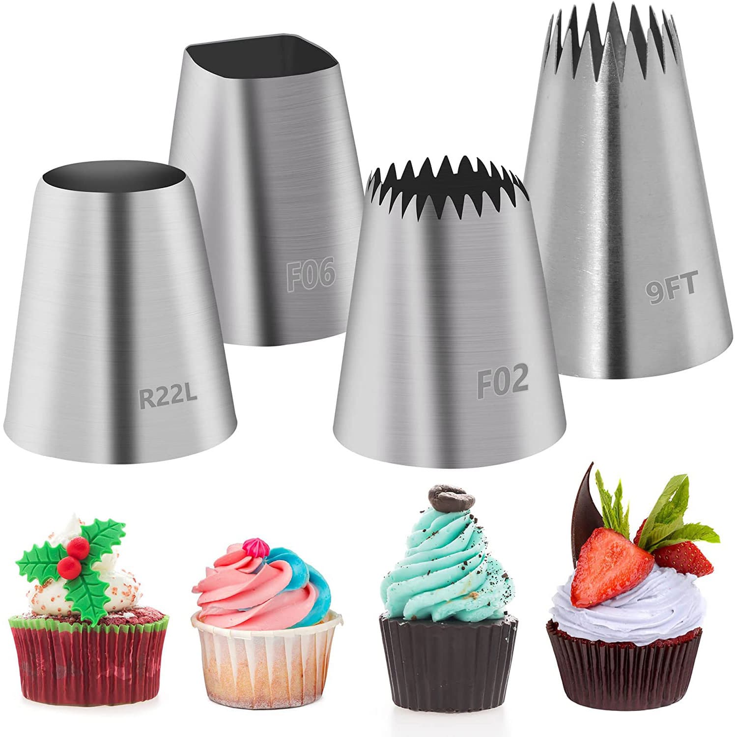 4Pcs Large Piping Tips Set - Pastry Tips Set Cake Decorating