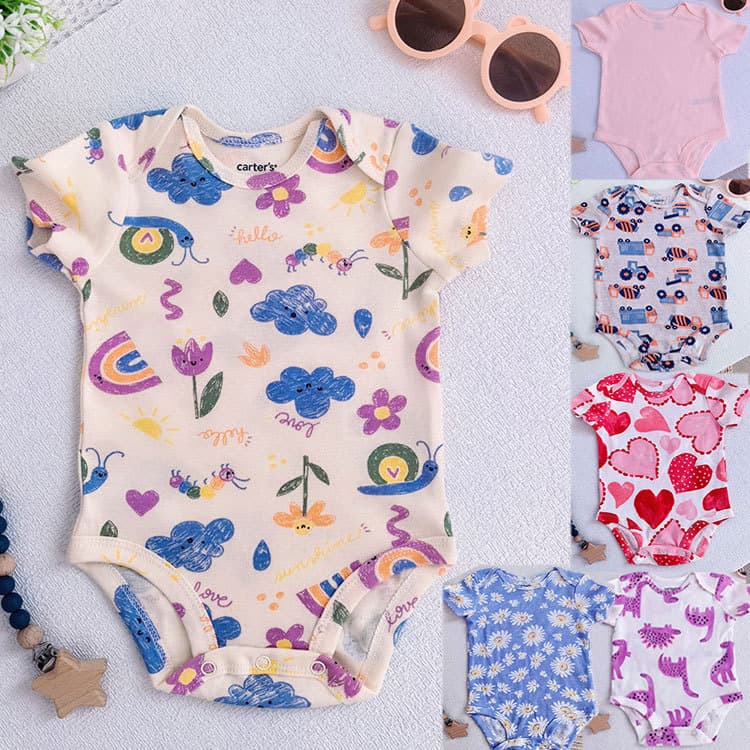 Summer baby short-sleeved cotton fart cover newborn type A printed animal onesie baby cute crawling suit