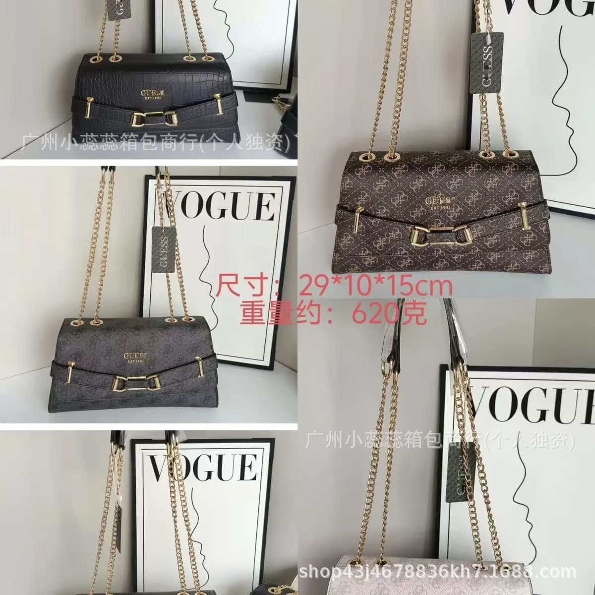 High-Quality New Fashion Printed Belt Decorative Platinum Chain Handbag Solid Color Shoulder Bag for Women