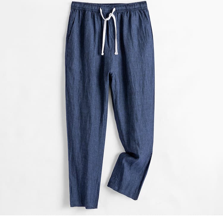 Summer Straight Loose Retro Ankle Pants, National Trend Breathable Thin Men's Linen Casual Trousers