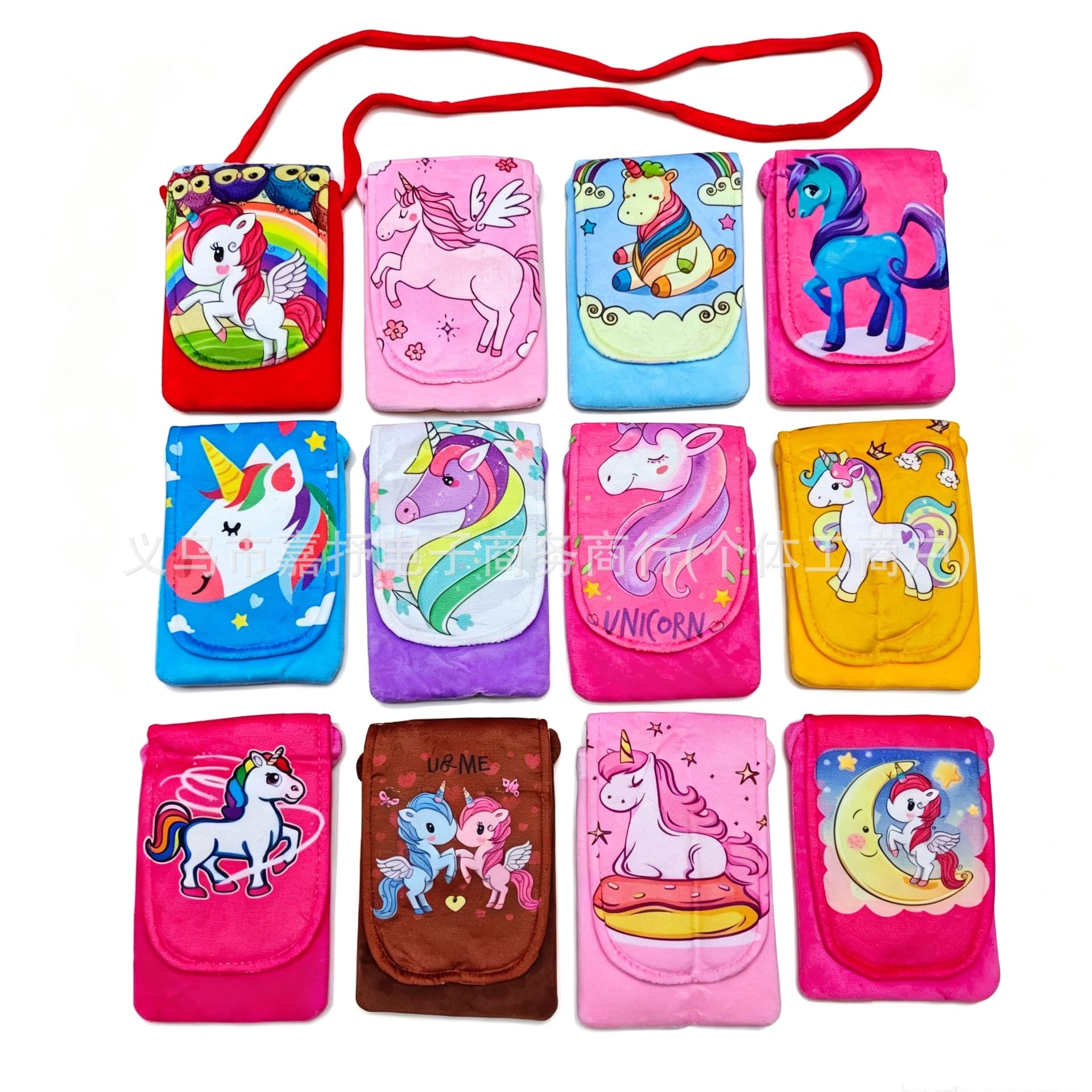Cartoon Unicorn Children's Crossbody Bag Printed Pony Shoulder Small Shoulder Bag Girls Cute Coin Mobile Phone Bag Toddler