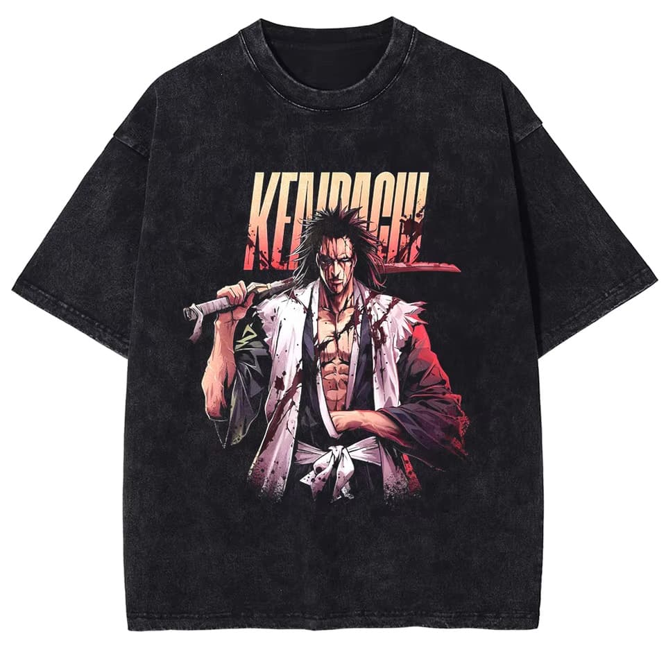 Hot Anime BLEACH Zaraki Kenpachi Cool Print T-shirt Men Mang