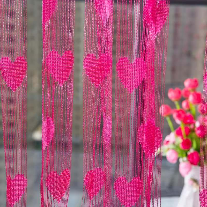 Factory Direct 1*2 Heart Shape Curtain String Door Curtain Bedroom Partition Porch Curtain Romantic Wedding Decoration Sheer Curtain