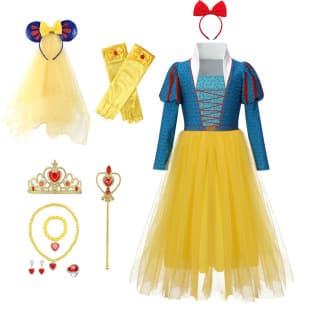 2025 New Snow White Princess Dress Cross-border Girls Costume Long Sleeve Printed Dress Girls Tutu Dress