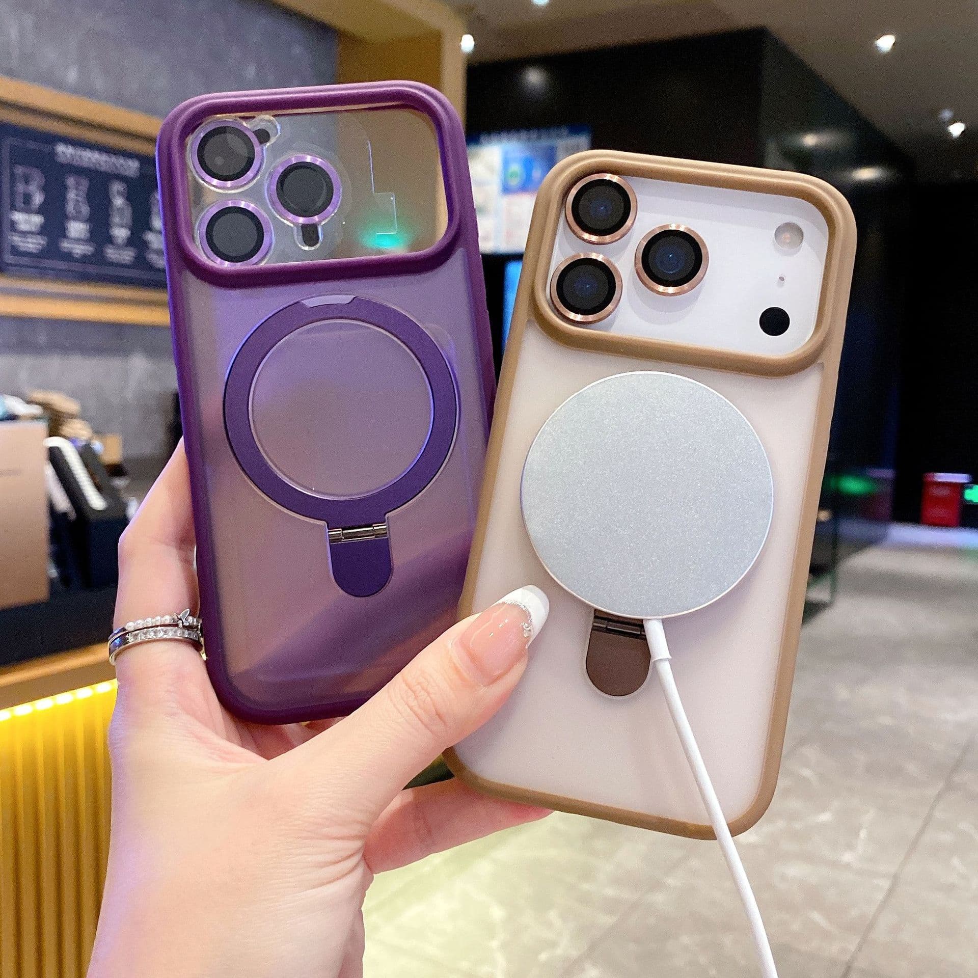 Magnetic holder compatible with iPhone 17 Pro phone case, frosted skin-feel Apple 16 Pro anti-drop creative protective cover