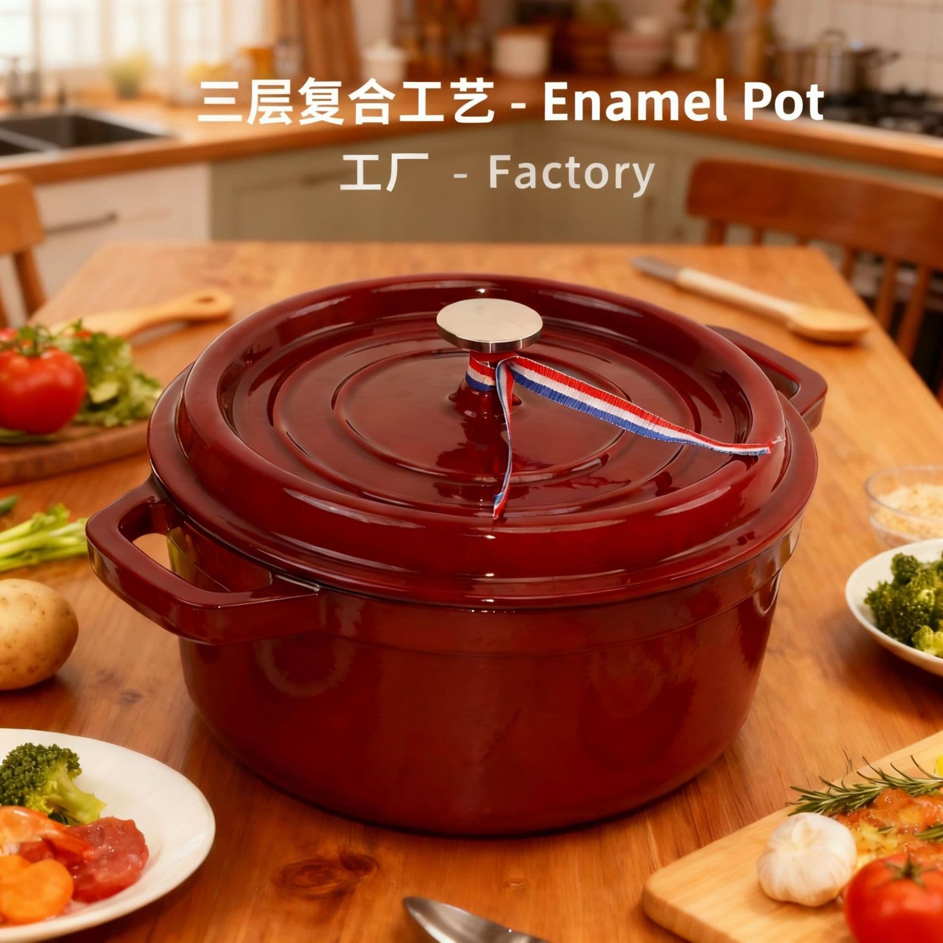 Cast iron enamel pot, pressure cooker, household stew pot, braising pot, frying pan, uncoated soup pot, high-value appearance