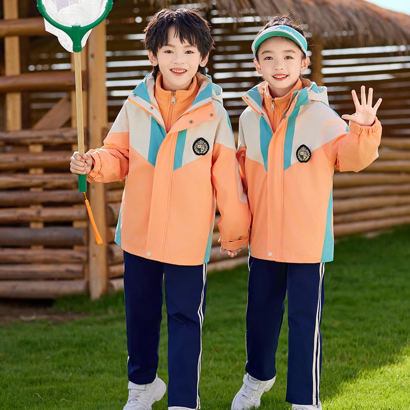 New autumn/winter three-piece windbreaker set for kindergarten uniforms, first-grade class wear, teacher uniforms for primary/secondary schools