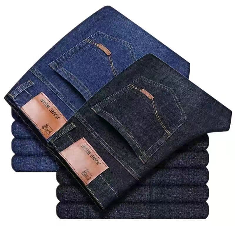 Men's Jeans, Loose Fit Middle-Aged and Elderly Dad Long Pants, Stretchy Straight-Leg Pants, Versatile for Casual Work and Daily Wear