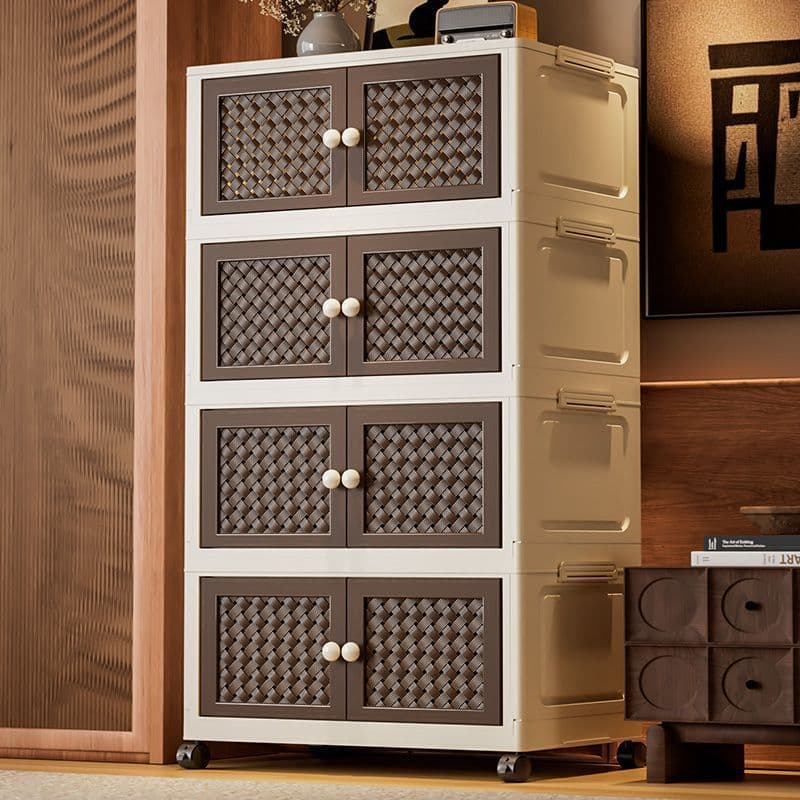 Vintage-style storage cabinet/folding storage box, large capacity organizer for home use, bedroom, clothes cabinet, multi-layer snack cabinet