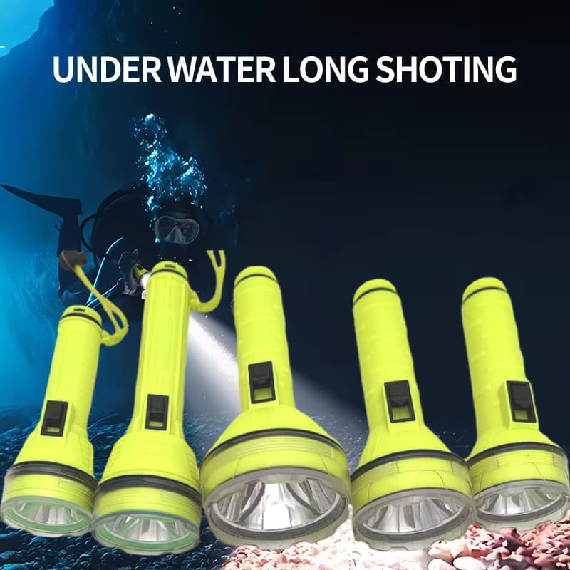 LED Diving Flashlight USB Rechargeable High-Power Long-Range Professional Underwater Lighting Waterproof Handheld Portable Emergency Torch
