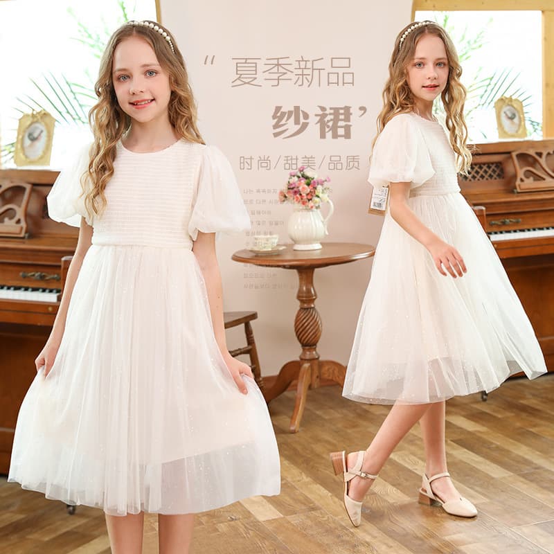Girls Summer Dress 2023 New Fashionable Tulle Skirt Children's Summer Dress Big Girl Princess Gown