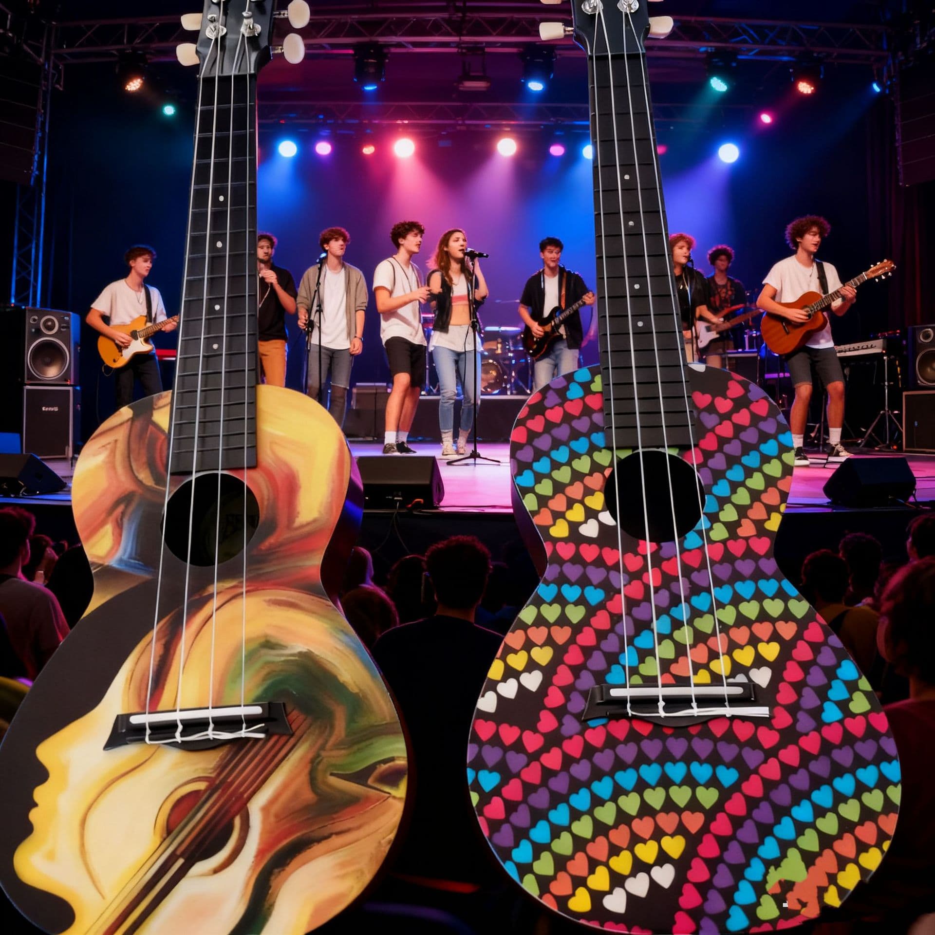 Customizable High-Aesthetic Ukulele for Children Beginners, 23-inch Small Four-String Mini Guitar