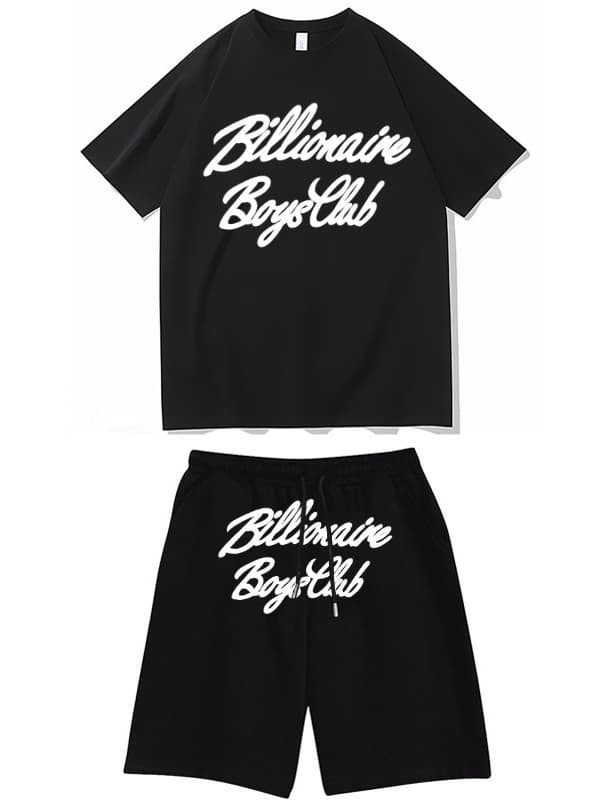Billionaire Boys Club Sporty Short Sleeve Set Street Style Cotton Blend T-Shirt Shorts Casual Wear for Boys And Men