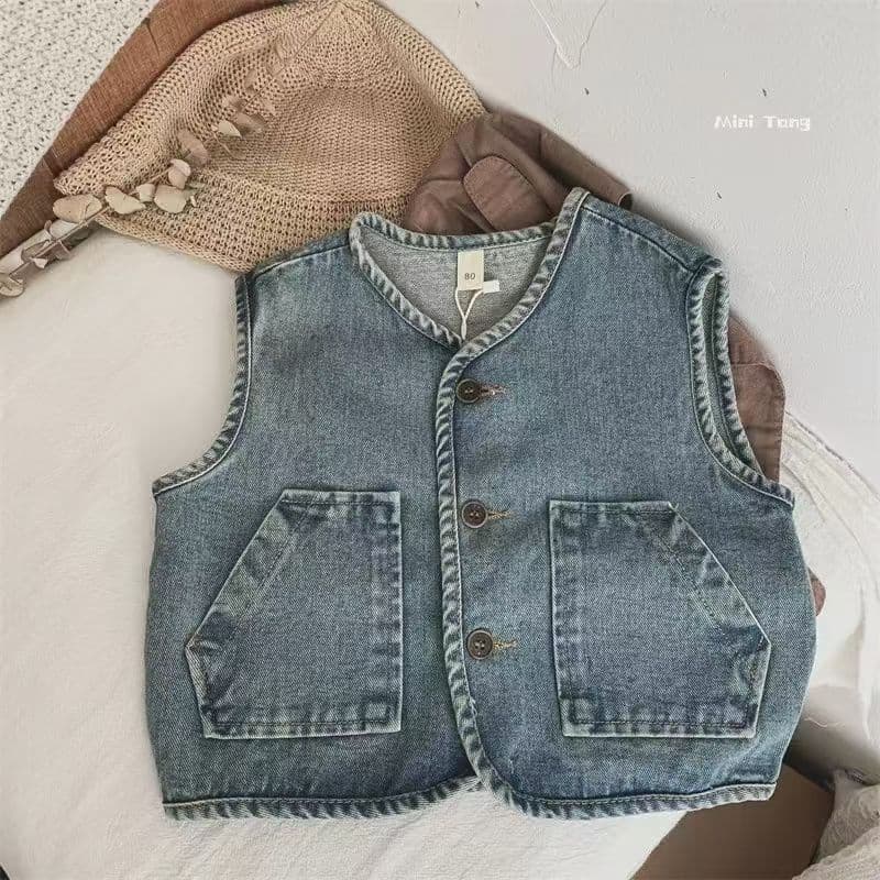 Children's denim vest, new spring/autumn kids' stylish outer wear vest, toddler baby spring/autumn coat