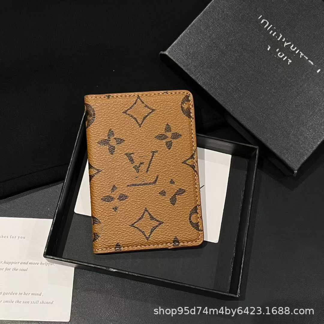Fashionable Compact Card Holder Book Style Flip Card Case High-End Bifold Card Holder Trendy Gold Foil