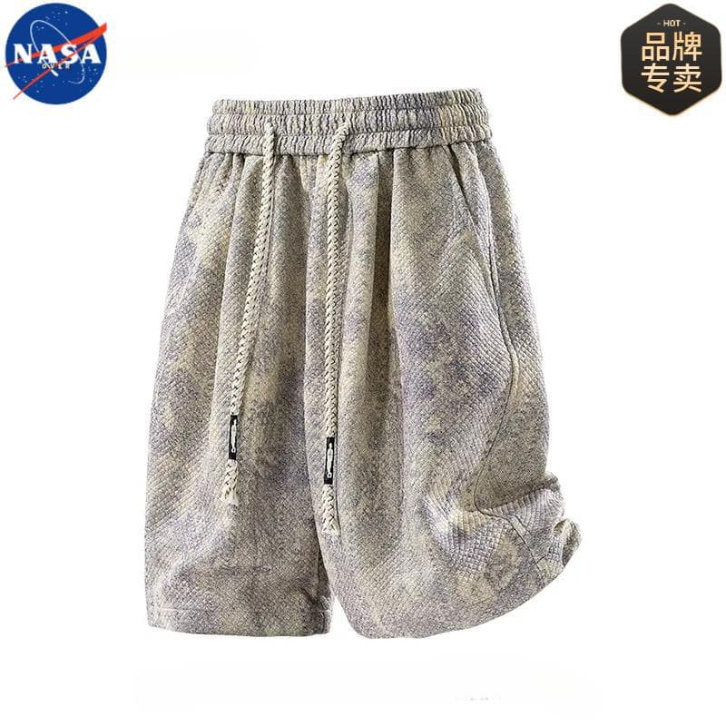 NASA brand summer icy men's shorts trendy design jacquard five-point pants large size loose casual pants