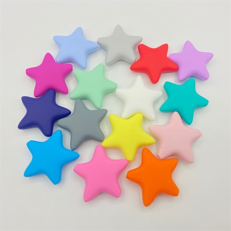 Factory Supply Five-Point Star Silicone Beads Baby Food-Grade Teething Necklace DIY Jewelry Accessories Loose Beads
