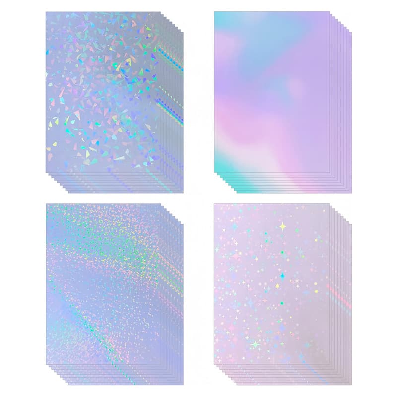 A4 cold lamination film, self-adhesive laser film, holographic vinyl stickers, rainbow waterproof scratch-resistant laminated film for photo badges