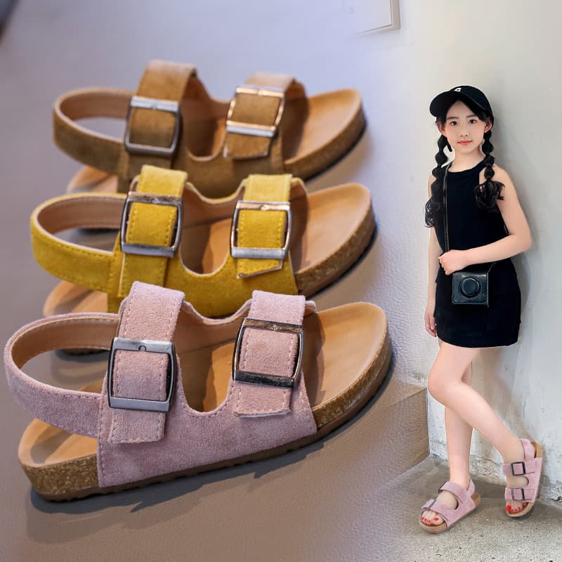 Children's Cork Birkenstock Sandals 2025 Summer New Open-Toe Boys and Girls Beach Shoes Korean Style Toddler Casual Sandals