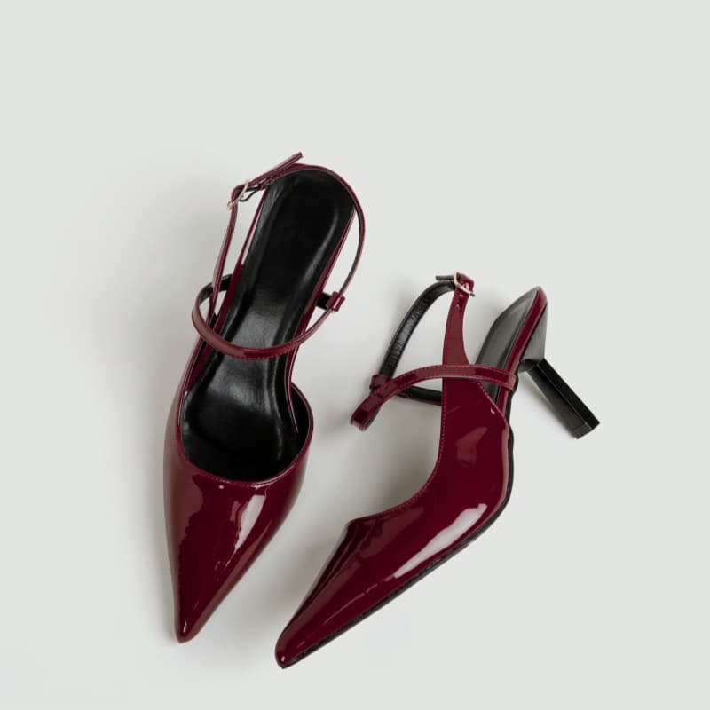 7cm Thin Heel Pointed Toe Open Back Single Shoes Women Large Size Cross-border European and American Summer One-strap Buckle Sandals Women Outdoor