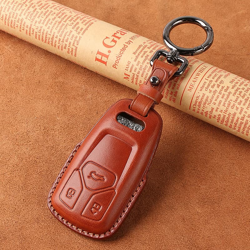 Genuine Leather Car Key Case Cover for Audi A4L A3 Q5 Q7 A5 A8 A7 A6L New Style Key Shell Holder