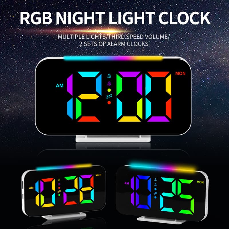 RGB color light LED alarm clock new color digital clock student alarm clock