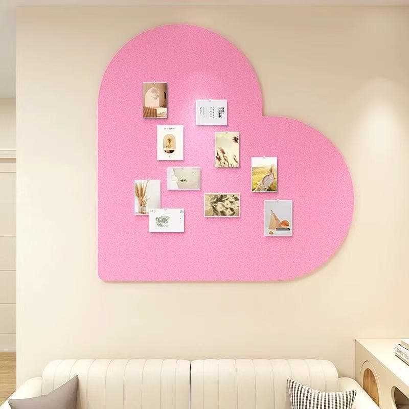 DIY Heart-Shaped Photo Wall for Living Room: Couple's Polaroid Photo Display Wall, Felt Wall Stickers, Message Board