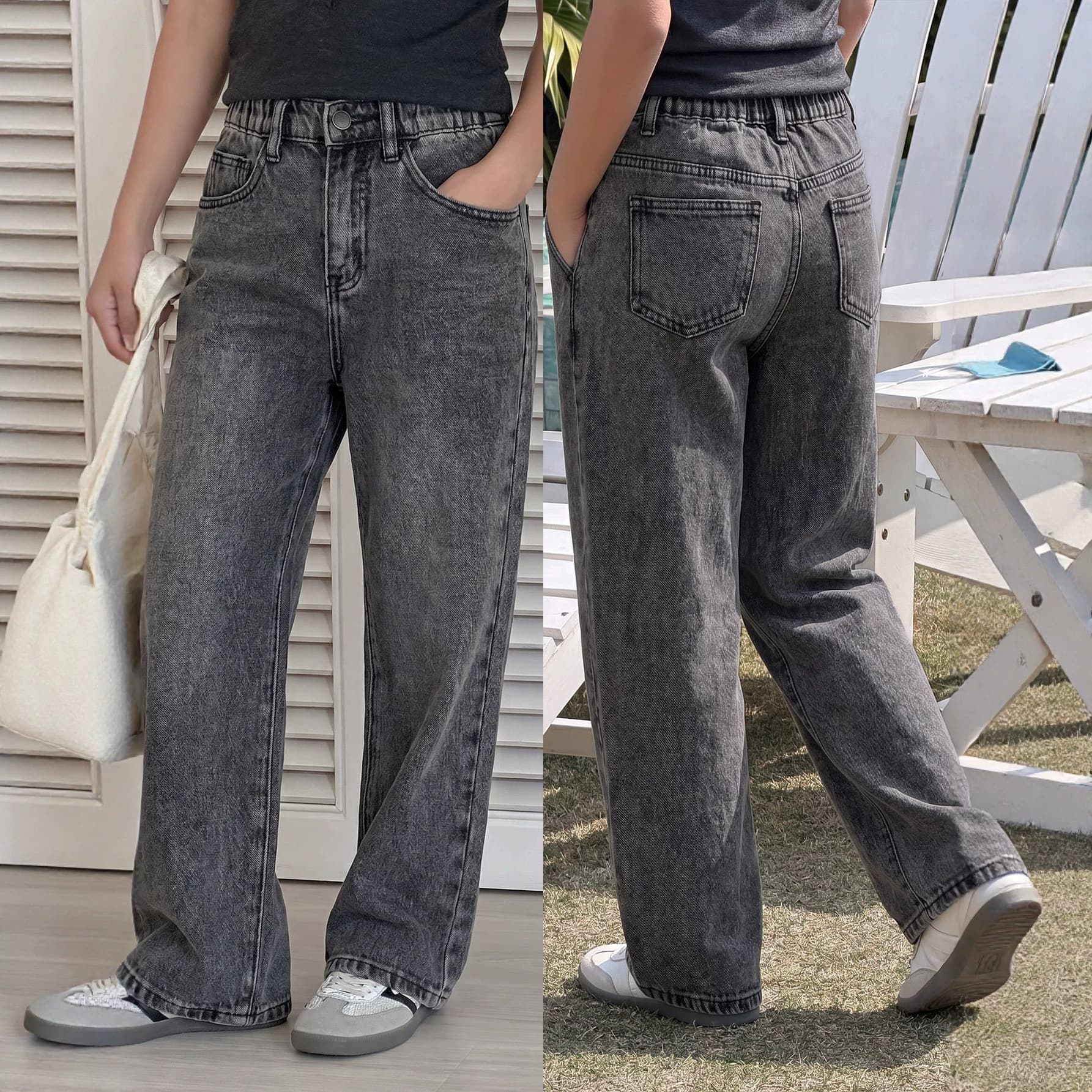 2026 New Style Girls' Wide Leg Jeans, High Waist Slimming Draping, Medium and Big Kids' Jeans, Export Children's Clothing Wholesale