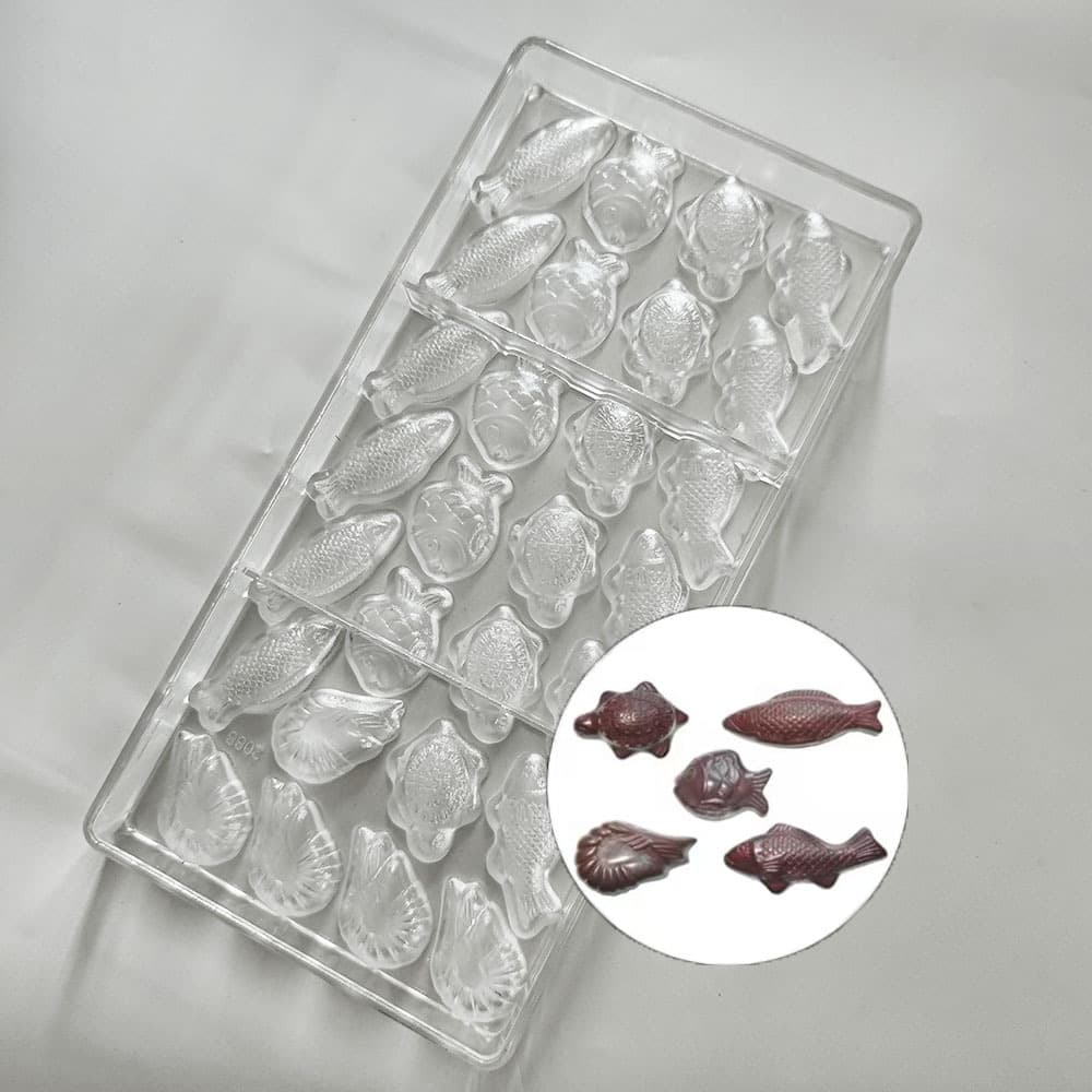 Small fish turtle shrimp chocolate mold PC chocolate 3D mold hard plastic chocolate mold PS/PC2088