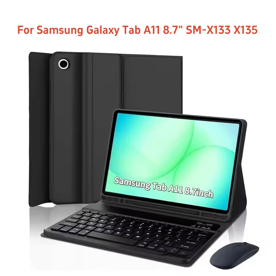 Compatible with Samsung Galaxy Tab A11 Keyboard Case 8.7 inch X130/X135 Bluetooth Keyboard A9 Soft Stylus Pen Slot Protective Cover