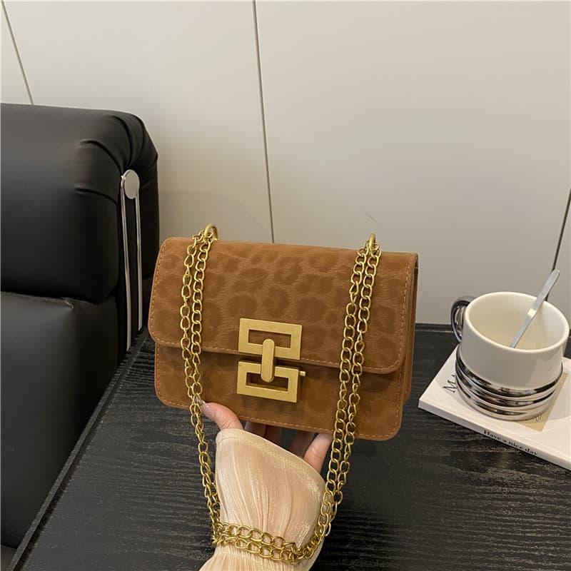Cross-border Hot Selling Leopard Print Small Bag for Women 2025 New Trendy Fashion Lock Chain Crossbody Shoulder Small Square Bag