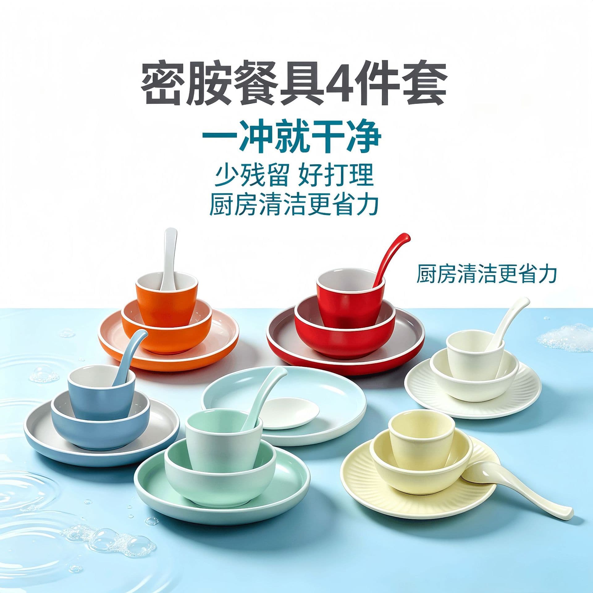 10-Pack Melamine Tableware 4-Piece Set for Hotels, Restaurants, Hot Pot Shops, and Dining Venues – Bowls, Plates, Spoons, Cups – Commercial Grade Melamine