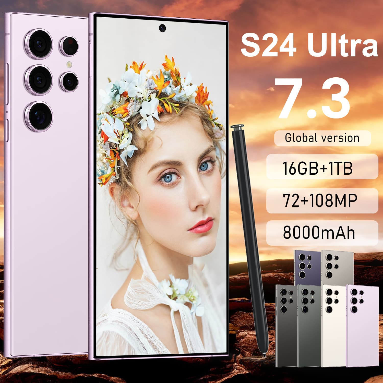 New in stock S24 Ultra+ Global Version 16+1TB Android 7.3-inch Large Screen Smartphone TK Drop Shipping Temu