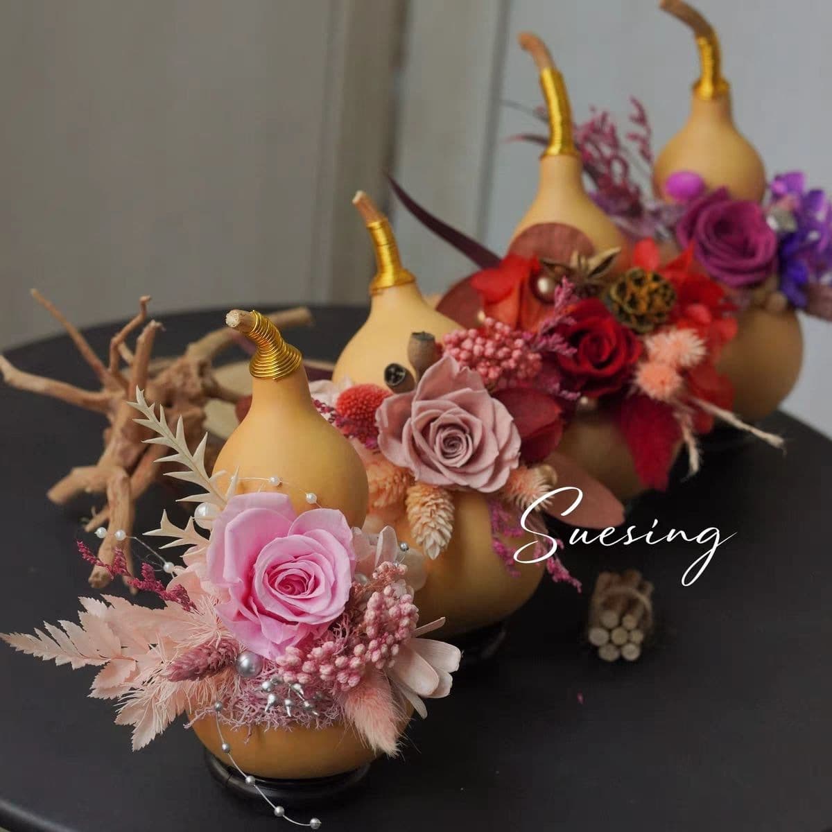 Eternal Flower Gourd Ornament Handmade DIY Kit Holiday Decoration Tabletop Display Wedding Arrangement Creative Gift