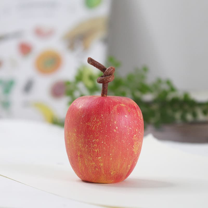 Hand-painted wood carving small apple simulation fruit model decorative ornaments props green apple red apple safe fruit