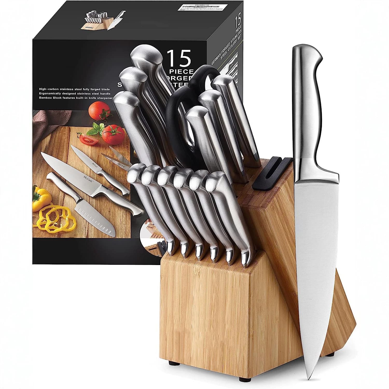 New Arrival In Stock Kitchen Knife Set 14-Piece Hollow Handle Knife Set Chef Knife Bread Knife with Knife Block for Easy Storage