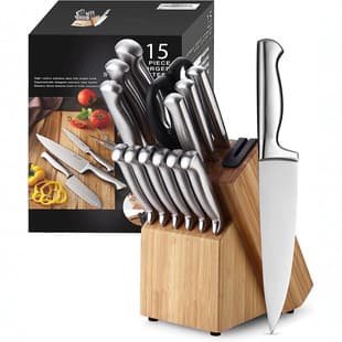 New Arrival Stainless Steel Kitchen Knife Set, 14-Piece Hollow Handle Knife Set, Chef Knife, Bread Knife, with Knife Block, Easy Storage