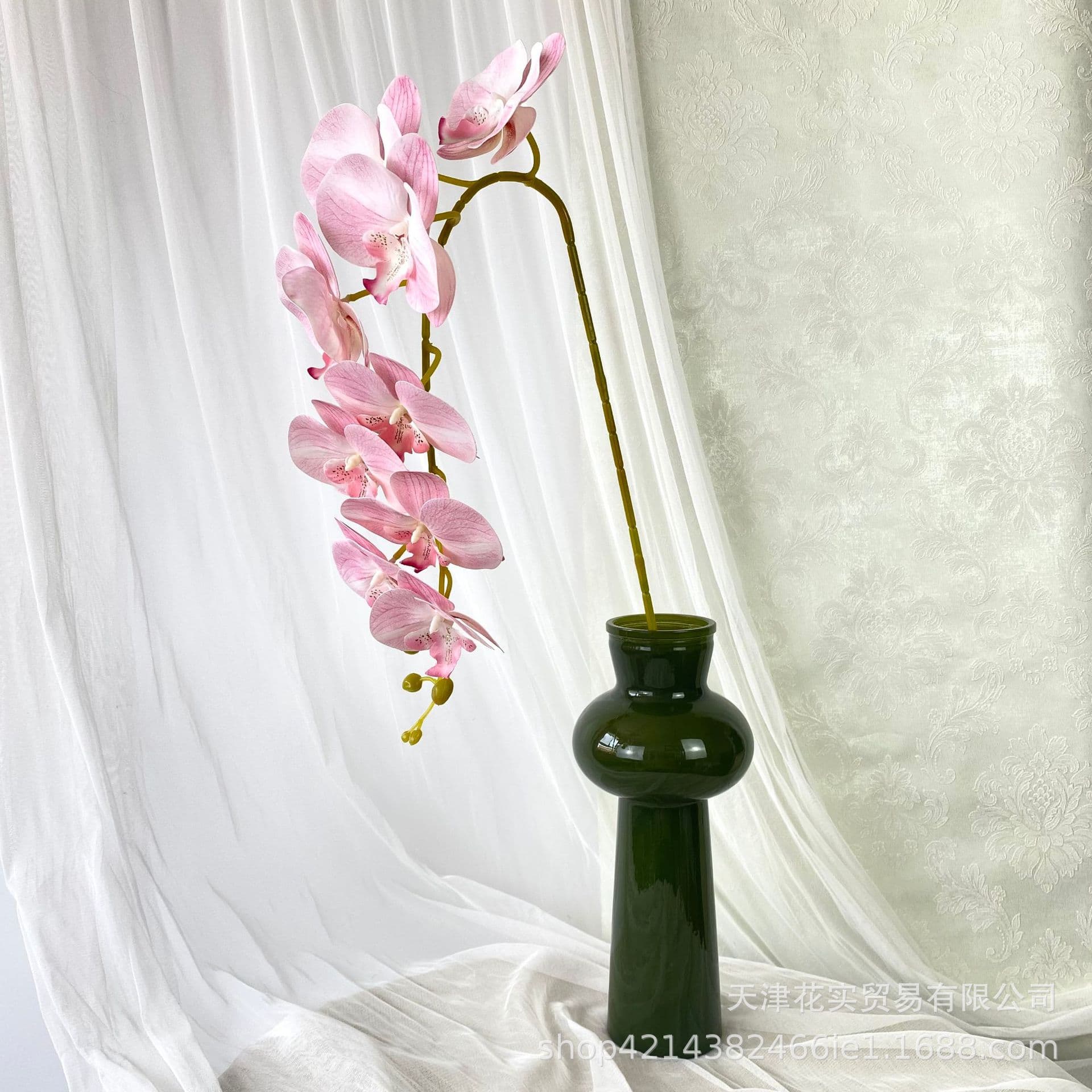 3D Film 9-Head Phalaenopsis Artificial Orchid, High-End Wedding & Event Fake Flowers for Floral Arrangements and Photography Backdrops, Factory Wholesale