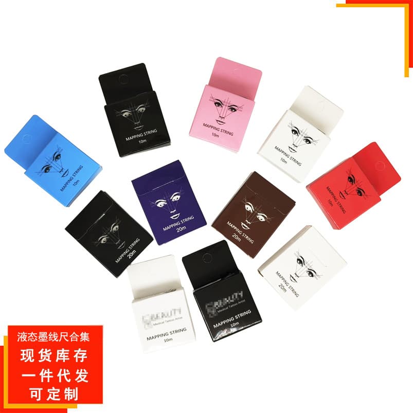 Tattoo ink line ruler, tattoo embroidery auxiliary line drawing and eyebrow ruler with ink positioning mapping line box mapping string