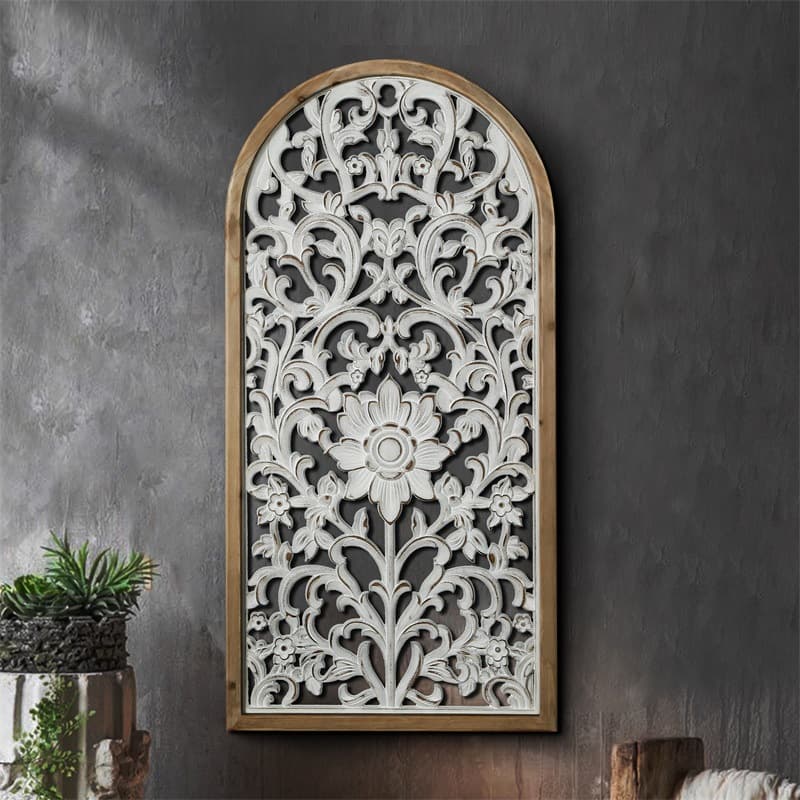 French-style wall decor vintage hanging panel for homestay restaurant background wall, hollow carved wall hanging for living room wall decoration