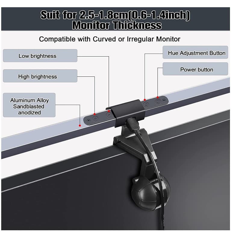 Monitor Light Bar for Computer Screen, Student Desk Lamp, Office Reading LED Clip Light