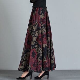 (With Pocket) 2025 Summer New Thin High-Waist Retro A-Line Long Skirt for Middle-Aged and Elderly Women