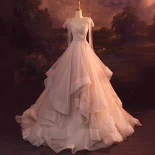 New Spring/Summer Women's Sexy Light Luxury Birthday Wedding Dress French Runaway Princess Gown