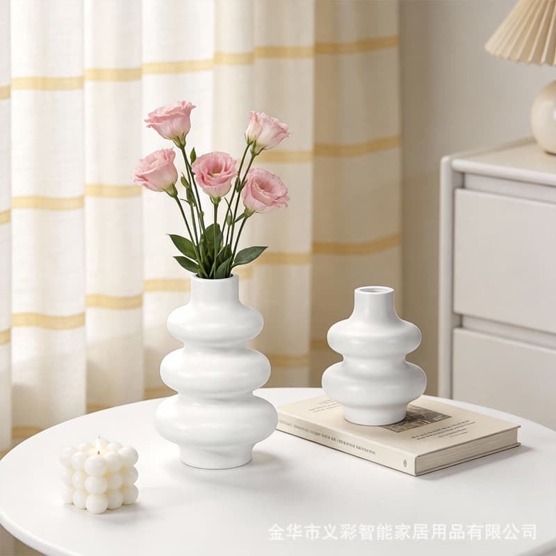Cross-border Supply Imitation Ceramic Small Vase Desktop Decorative Vase Blow Molded One-Piece Plastic Vase Water-holding