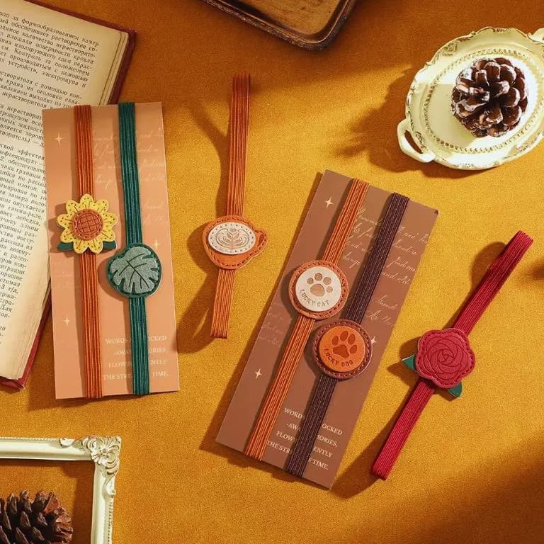 Cross-Border New Product Elastic Band Pu Leather Positioning Bookmark Fresh and Sweet Elastic Band for Reading Books Page Marker