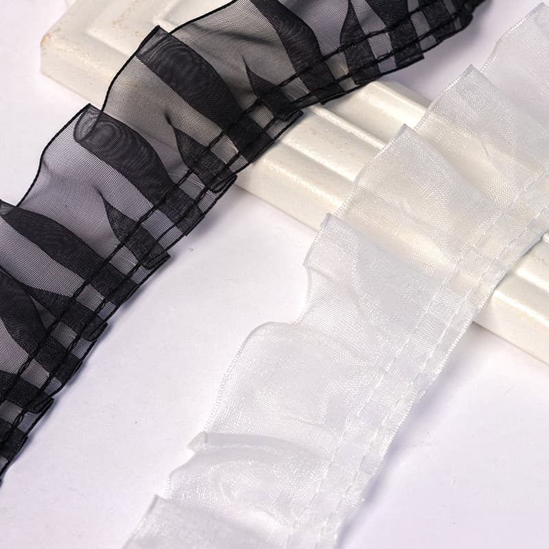Chiffon Lace Accessories Skirt Side Cuff Side Neckline Side Pleated Lace Chiffon Fabric DIY Handmade Decoration