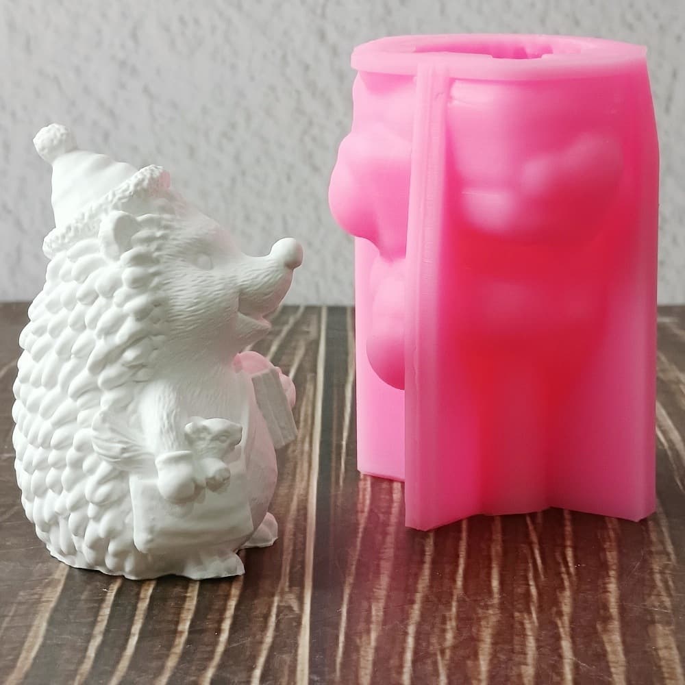 Hat Hedgehog Ornament Candle Plaster DIY Plaster Ornament Candle Holder Silicone Mold W0781