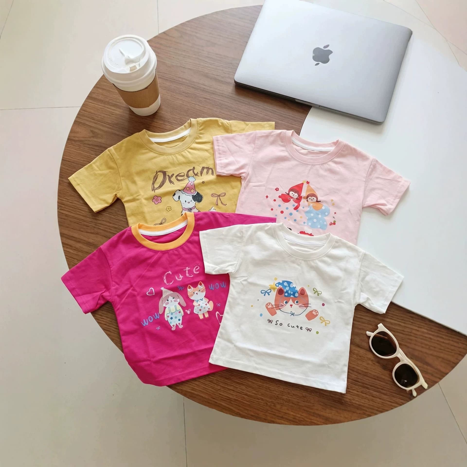 Children's pure cotton short-sleeved T-shirt girls summer new cartoon print cute baby tops children's clothing trend
