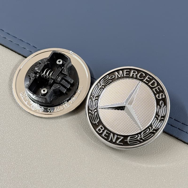For Mercedes Hood Badge ABC ERS Class GLC GLK CLA CLS Engine Hood Flat Badge with Spring 57mm